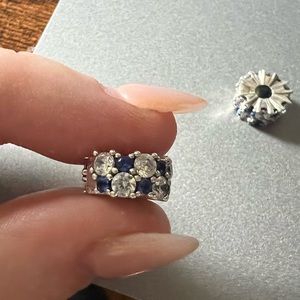 Set of 2 Pandora Pave Clips blue